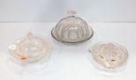 Two Glass Butter Dishes & Juicer