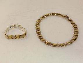 Italian Sterling Silver Choker Necklace & Bracelet