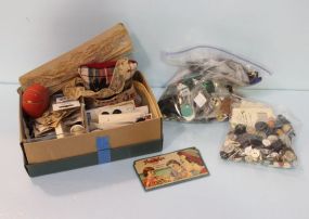 Box of Buttons, Pin Cushion & Lace