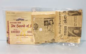 Sound of Music Record & 1940 Florida Newspaper with Gone with the Wind Stars