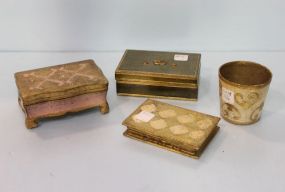 Two Small Florentine Boxes & Small Florentine Pot