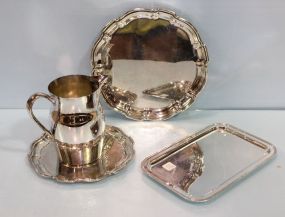 Towle Silverplate Pitcher & Three Trays