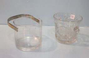Two Clear Glass Ice Buckets