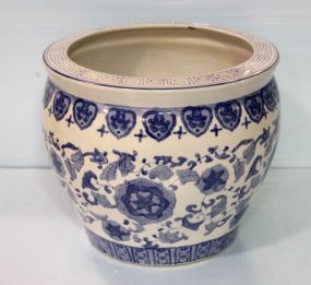 Large Blue and White Porcelain Flower Pot