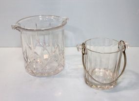 Two Clear Glass Ice Buckets