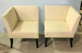 Pair of White Faux Leather Chairs