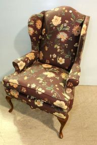 Upholstered Queen Anne Style Wing Chair