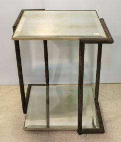 Two Mirrored Shelf Side Table