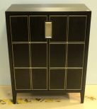 Contemporary Two Door Black Lacquer Cabinet