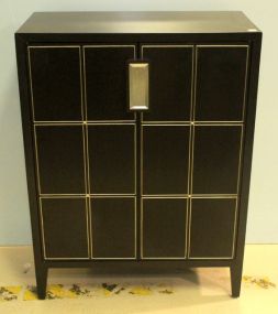 Contemporary Two Door Black Lacquer Cabinet