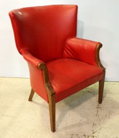 Red Leather Wing Chair