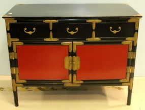Oriental Style Black Lacquer Cabinet
