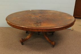 Large 19th Century Oval Burl Walnut Table