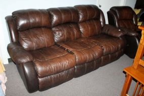 Faux Leather Three Cushion Sofa