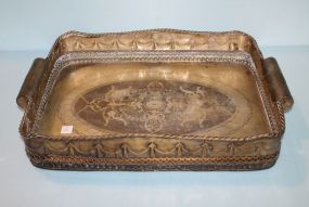 Etched Silvertone Tray with Gallery