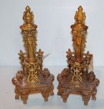 Pair of Brass Classical Andirons 