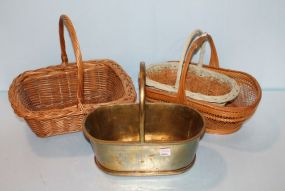 Brass Pail & Three Baskets