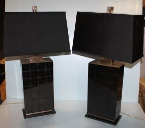 Pair of Acrylic Black Table Lamps