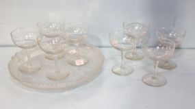Frosted Serving Tray & Eight Glasses