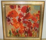 Large Floral Oil Painting in Silver Frame 