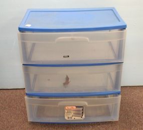 Blue Plastic Three Drawer Storage Bin