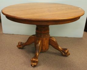 Round Oak Clawfoot Dining Table