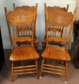 Four Oak Barley Twist Chairs