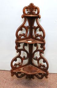 Walnut Victorian Hanging Corner Shelf 