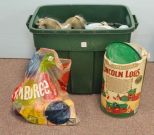 Plastic Tub of Horses, Lincoln Logs & Plastic Bag of Wood Blocks