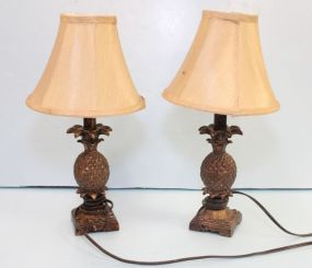 Pair of Small Resin Pineapple Lamps