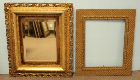 Beveled Mirror in Gold Carved Frame & Carved Gold Frame 
