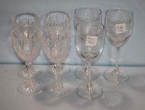 Four Waterford Style Goblets & Three Other Glasses