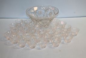 Pressed Punch Bowl & Thirty One Cups