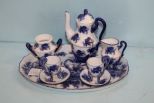 8 Piece Blue and White Miniature Tea Set