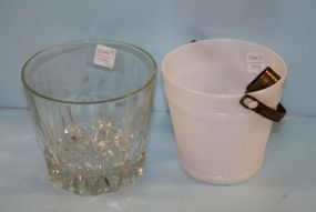 Milk Glass Ice Bucket & Clear Etched Ice Bucket