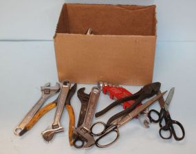 Box of Crescent Wrenches & Pliers 