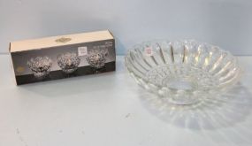 Set of Three Crystal Votives & Crystal Bowl