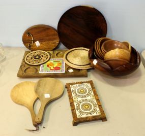 Wood Bowls, Trivet & Paddles