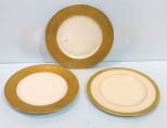 Three Bavarian Gold Border Dinner Plates
