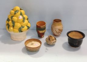 Small Flower Pots & Ceramic Fruit Basket 