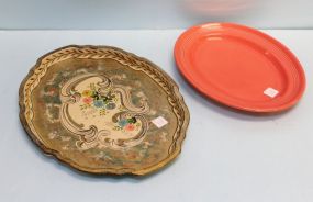 Oval Metal Platter & Oval Tuxton Platter