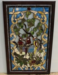 Parrot Stained Glass Window in Frame
