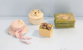 Four Small Porcelain Covered Boxes