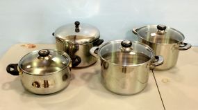 Two Oneida Stainless Pots & Two Stainless Pots