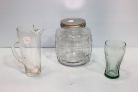 Glass Jar, Glass Pitcher & Coke Glass