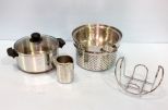 Chrome Pitcher, Strainer & Covered Revere Pot