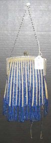Blue Beaded Bag All Over Rows of Swags