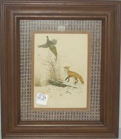 Small Framed Picture of Fox with Pheasant