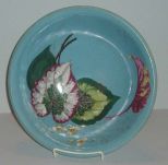 Blue Hand Painted Bowl with Leaves