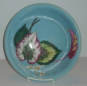 Blue Hand Painted Bowl with Leaves
